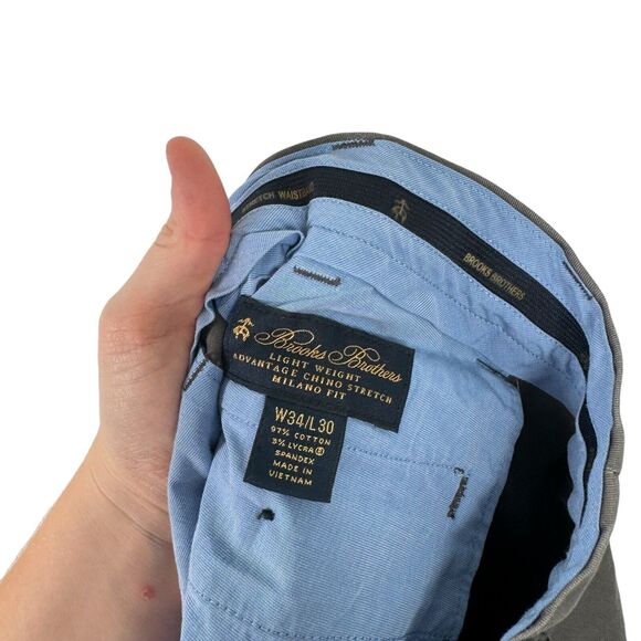 Brooks Brothers Light Weight Advantage Chino Stretch Milano Fit Pant Grey Men 34 - Picture 4 of 7